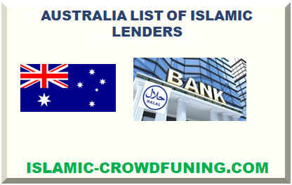 AUSTRALIA LIST OF ISLAMIC LENDERS