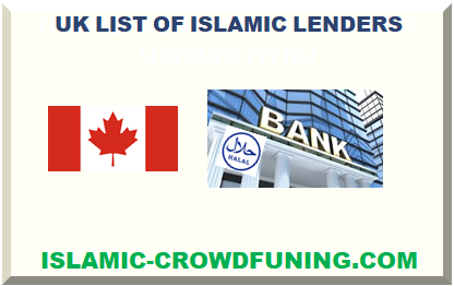 CANADA LIST OF ISLAMIC LENDERS